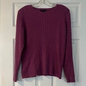 Lands' End Women's Cable Knit Sweater - Rich Purple